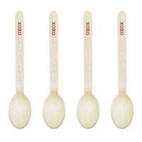 Dress My Cupcake DIY Natural Wood Candy Buffet Spoons 100-Pack Bundle, XOXO, 3.75-Inch, Red