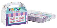 Treat Boxes - 24-Pack Paper Party Favor Boxes, Donut Shop Design Goodie Boxes for Birthdays and Events, 2 Dozen Party Gable Boxes, 6 x 3.3 x 3.6 inches