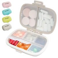 SYOSIN Portable Pill Organizer, 8 Compartments Travel Pill Organizer Daily Pill Case, Moisture Proof Small Pill Box to Hold Vitamins, Cod Liver Oil, Supplements (Brown)