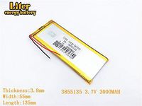 3.7V 3000mAh 3855135 Lithium Polymer Ion Rechargeable Battery Lithium Polymer Li-Po Battery for MP4 GPS MP3 Bluetooth Stereo DIY Gift