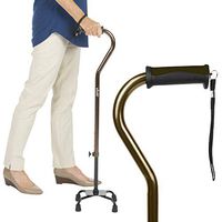Vive Quad Cane - Walking Stick for Men and Women - Lightweight Adjustable Staff - Comfortable Right and Left Hand Grip for Stability Support - Four Prong Sturdy Aluminum Travel Aid - 4 Tip