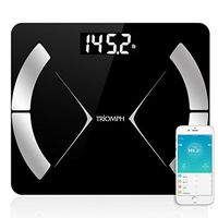 Triomph Bluetooth Smart Body Fat Scale with iOS/Android App - Digital Body Composition Analyzer Measures Body Weight, Body Fat, Water, Muscle Mass, BMR, Bone Mass and Visceral Fat, 400 lbs, Black