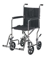 Duro-Med Steel Folding Transport Chair, Rear Safety Brake, Chrome, 19 Inch Seat