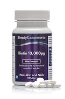 Biotin 10000 mcg Tablets | Potent One-a-Day Formula for Healthy Hair & Skin | 120 Tablets = 4 Month Supply | Vegetarian Safe | Manufactured in The UK