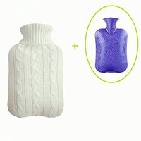 Nutteri 1 Pack Hot Water Bag, 2L Hot Water Bag with Removable and Washable Mesh Jacket Bottle Cover Quick Relief from Pain and Comfort (White)