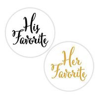 His Favorite & Her Favorite Wedding Stickers, Choose Your Colors, Wedding Favor Stickers (#376-BKGL)