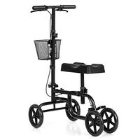 Mandycng Handle&Knee Platform Adjustable Walking Aids Knee Scooter w/Shopping Basket, Dual Brake Medical Steerable Folding Knee Walker, Knee Bike, Great for Injury Sportman Leg Surgery, Black