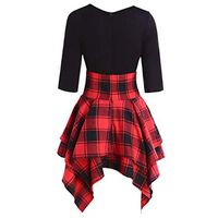 LISTHA Lace Up Tartan Plaid Mini Dress Women Crewneck Swing Summer Tee Dress