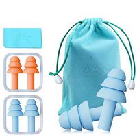 Bihuo Reusable Silicone Ear Plugs- NRR 32, Tinnitus Buzzing Reduction Earplugs for Sleeping, Hypoallergenic- Muffling Sound Volume and Reduce Noise, for Swimming, Concerts-2 Pairs(Orange/Blue)