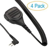 4 Pack Speaker Mic with Kevlar Reinforced Cable for Motorola Radio BPR40 CP200 CP200D CP200XLS CP185 CLS1410 DTR650 PR400 RMU2040 RDU4100 CLS DLR DTR RDU RMU RMV, Shoulder Microphone, Waterproof IP55