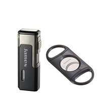 Visol Janus Quad Flame Torch Lighter and Visol Rand Double Guillotine Cigar Cutter with Free Laser Engraving