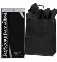 Flexicore Packaging Black Kraft Paper Gift Bags & Black Gift Wrap Tissue Paper Size: 8 Inch X 4.75 Inch X 10.5 Inch | Count: 50 Bags | Color: Black