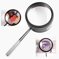 Handheld Metal Magnifier HD Optical Magnifying Glass 6-10x Double Convex Lens Combination for Reading Observing Includes Cleaning Cloth & Protective Bag (Modern)