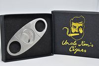 Uncle Jim's Acero Cutter - Stainless Steel Guillotine Cigar Cutter w/Self-Sharpening Blades in a Black Gift Box