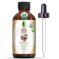 SVA Organics Nutmeg Essential Oil 1 Oz Organic Premium Therapeutic Grade 100% Pure Natural Undiluted USDA Certified Oil with Dropper for Skin, Aromatherapy & Hair Care