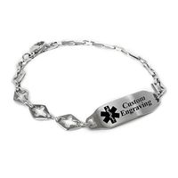 My Identity Doctor - Ladies Medical Alert Bracelet with Engraving - 316L 6mm Steel Cross - Black - Wrist Size 8.5 Inch