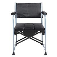 XWZJY Folding Bath Toilet Chair Bedside Commode Seat Extra Wide Pregnant Bath Stool Space Saving with Commode Pail and Lid Non-Slip Leg Pad for Adults, Handicap