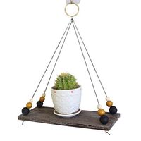 Sinwo Wood Hanging Shelves,Wall Shelf Swing Rope Floating Shelving Home Decorative Storage Wall Mounted Rack Decor (Brown)