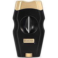 Cigar Cutter Stainless Steel Sharpening V Cut Blades with Cigar Punch(Color:Gold+Black)