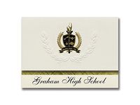 Signature Announcements Graham High School (Graham, TX) Graduation Announcements, Presidential style, Basic package of 25 with Gold & Black Metallic Foil seal