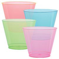 Hard Plastic Tumblers 9 oz. Party Cups/Old Fashioned Glass, 50 Count Drinking Glasses, Assorted Colors
