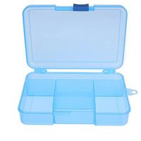5 Compartment Plastic Storage Box Portable Adjustable Dividers and Clip Lock Lid Medicine Container Travel Storage Case Pill Box Blue