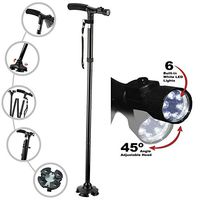 HFENGHUANG Telescopic Crutch, Aluminum Crutch with LED Lighting, Adjustable Height, Load 130 Kg