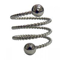 Magnetic Therapy Cable Spiral Adjustable Ring Silver