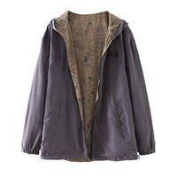 Alangbudu Women Wear On Both Sides Hoodie Zipper Coat Long Sleeve Tops Drawstring Hem Sweatshirt Pocket Outerwear Jacket Coffee