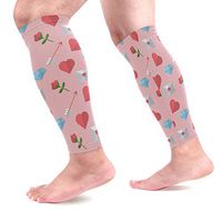 LEVEIS Heart Flower Arrow Calf Compression Sleeves 1 Pair, Leg Performance Support for Shin Splint Calf Pain Relief Men & Women Guards Sleeves for Running Cycling