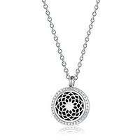 Anavia Blooming Lotus Essential Oil Diffuser 30mm Necklace + 12 Pads Stainless Steel Aromatherapy Jewelry
