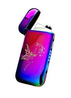 Vizliter Electronic Dual Arc Plasma Lighter, Rechargeable, Flameless, Elegant Slick Design, Windproof and Splashproof Rainbow Pixie