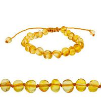 Amberalia Adjustable Knotted Baltic Amber Bracelet, Helps in Pain Relief - Boost Immune System - ONE Size FITS Most - Polish Lemon -S