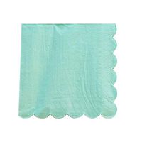 Scalloped Mint with Gold Trim Disposable Party Napkins (Set of 16) 6.5" x 6.5". Cocktail Dessert Bar Decorative Napkin Set for Party Events