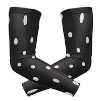 LEVEIS White Black Polka Dot Arm Sleeves UV Protection for Men Women Sunblock Protective Gloves Running Golf Cycling Driving Long Arm Cover 1 Pair