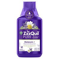 ZzzQuil Pure Zzzs Melatonin Liquid Sleep Aid, 8 fl oz, with Chamomile, Lavender, Valerian Root and Lemon Balm, 1mg per Serving