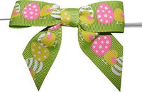 BAYWIND LTD, 3" Easter Ribbon with Eggs & Chicks Twist Tie Bows- 25pc