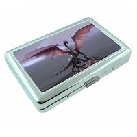 Dragon Mythological Creature Fantasy S34 Silver Cigarette Case Metal Wallet Id Holder 4" X 2.75" RFID Protection