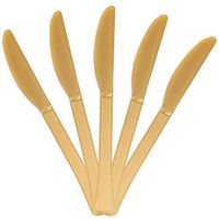 JAM PAPER Premium Utensils Party Pack - Plastic Knives - Gold - 48 Disposable Knives/Pack