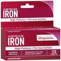 Walgreens Iron Slow Release High Potency Ferrous Sulfate 45mg, Tablets, 120 ea by Walgreens