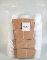 MRMX Brand 50ct Premium White Disposable To Go Hot Paper Coffee Tea Cups with Lids and Kraft Sleeves 12oz
