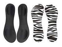 Happystep 3/4 Length Thin Shoes Insoles for High-Heels and Sandals, Cushion for Heel and Ball of Foot, 1 Pair Black and 1 Pair Zebra (Women Size 5-7)