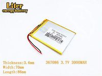 3.7V 3000mAh 367086 Lithium Polymer Ion Rechargeable Battery Lithium Polymer Li-Po Battery for MP4 GPS MP3 Bluetooth Stereo DIY Gift