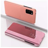 Case Compatible for Samsung Galaxy S20 Plus Case,translucent Standing Slim Fit Translucent Mirror Luxury [Metal Electroplating Technology] [Mirror Flip Folio][Anti-Scratch] Ultra-thin Case (Rose gold)