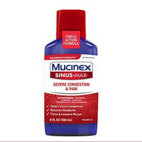 Severe Congestion & Pain Relief, Mucinex Sinus-Max Max Strength, 6oz Clears Sinus & Nasal Congestion, Relieves Headache & Fever, Thins & Loosens Mucus