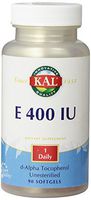 KAL E-400 D-Alpha Tocopherol 400 IU Softgels, 90 Count