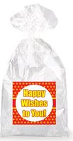 Yellow on Red Happy Wishes to You! Party Favor Bags with Ties - 12pack
