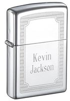 Personalized Zippo Carved Border High Polish Chrome Lighter with Free Engraving