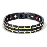 Extra Germanium Strength Magnetic&Negative-ions Therapy 316L Stainless Steel Black Bracelets for Men Health Stress Relief Wristband [Free Links Removal Tool]