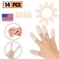 Gel Finger Cots, Finger Protector Support(14 PCS Short) New Material Finger Sleeves Great for Trigger Finger, Hand Eczema, Finger Cracking, Finger Arthritis and More. (Nude)